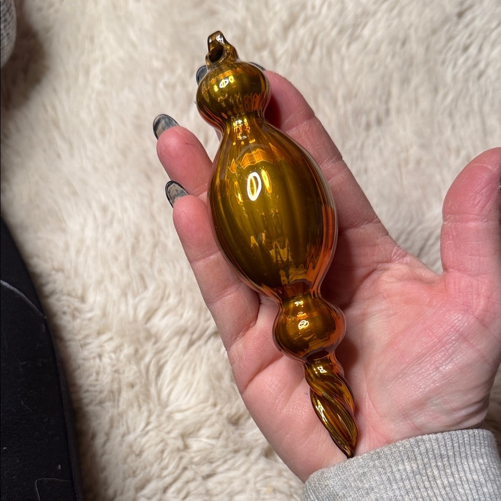 Polish/Czech glasswork gold mercury-glass– Finial blown glass Christmas ornament